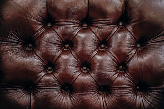 Close up of brown leather upholstery Edinburgh